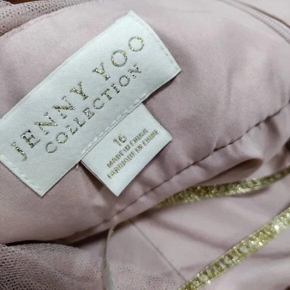 Jenny Yoo Wedding Bridesmaid Gown Blush Pink Tulle Sheer Sarita Dress 16 NWT - Picture 10 of 16